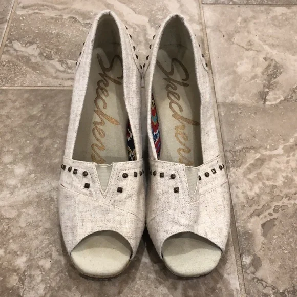 Skechers Womens Cloth Wedge (3.5”) Open Toe Sandals - Picture 1 of 12